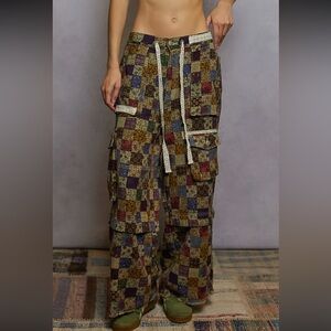 122 - POL Patchwork Joggers with Earthy Tones